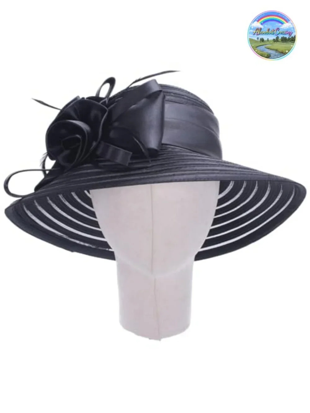 Polyester Satin Ribbon Sun Hat with Floral Pattern, Adjustable, Lightweight